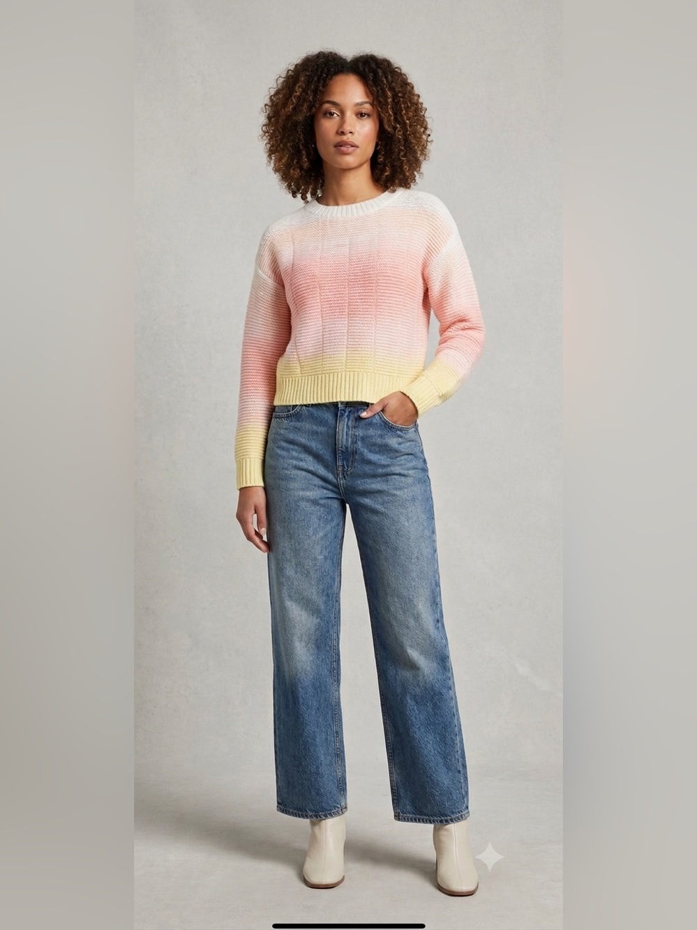 ANOTHER LOVE jaycee ombre crochet sweater in peachy yellow blend